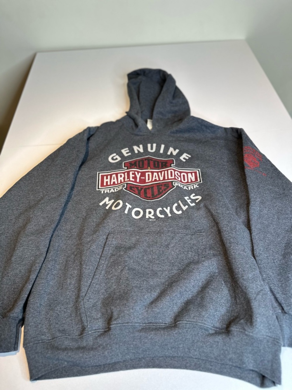 Harley-Davidson Gray Pullover Hoodie with Red Logo